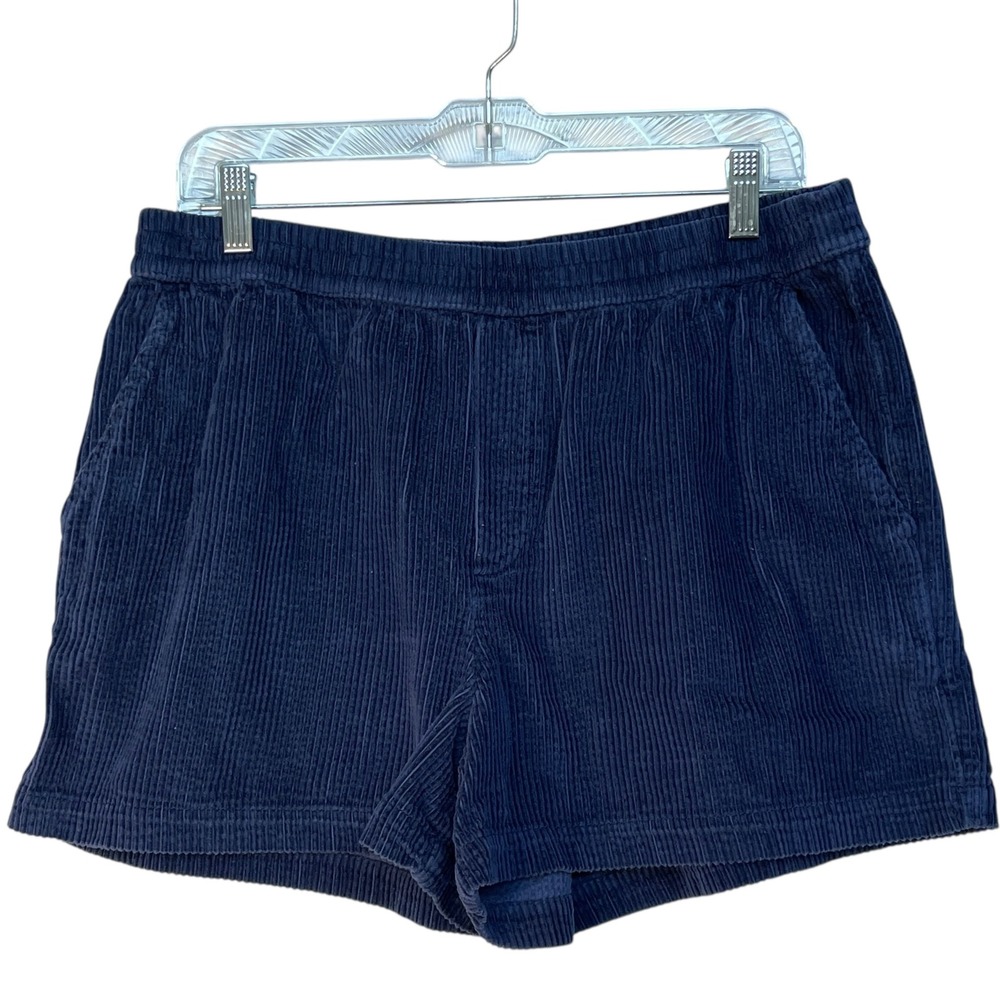 Aerie Corduroy Pull On Shorts Navy Blue Elastic Waist Women Size L